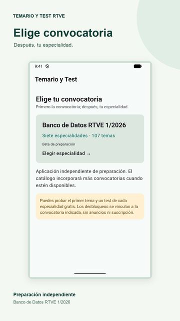 Selector de convocatoria Banco de Datos RTVE 1/2026